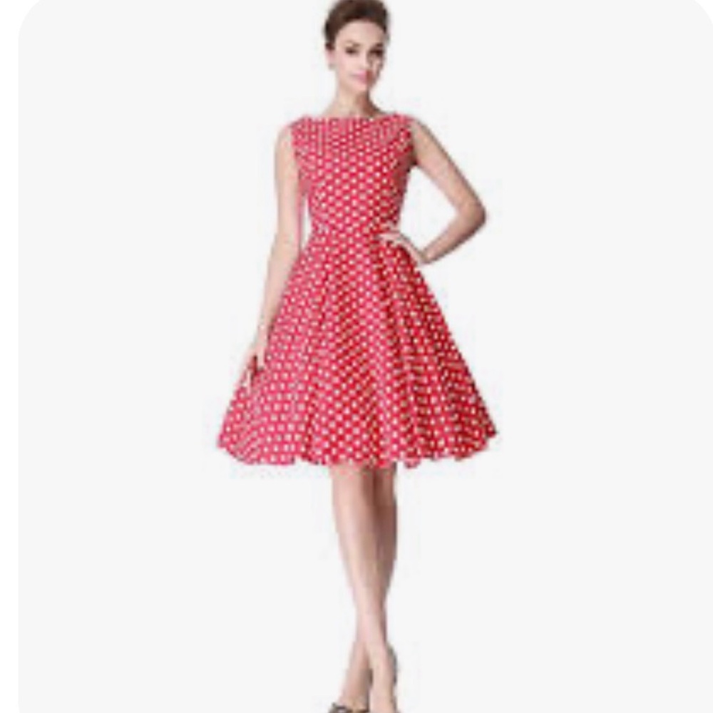 Heroecol Dress Womens Size L Red Polka Dot Retro Style 60s Rockabilly